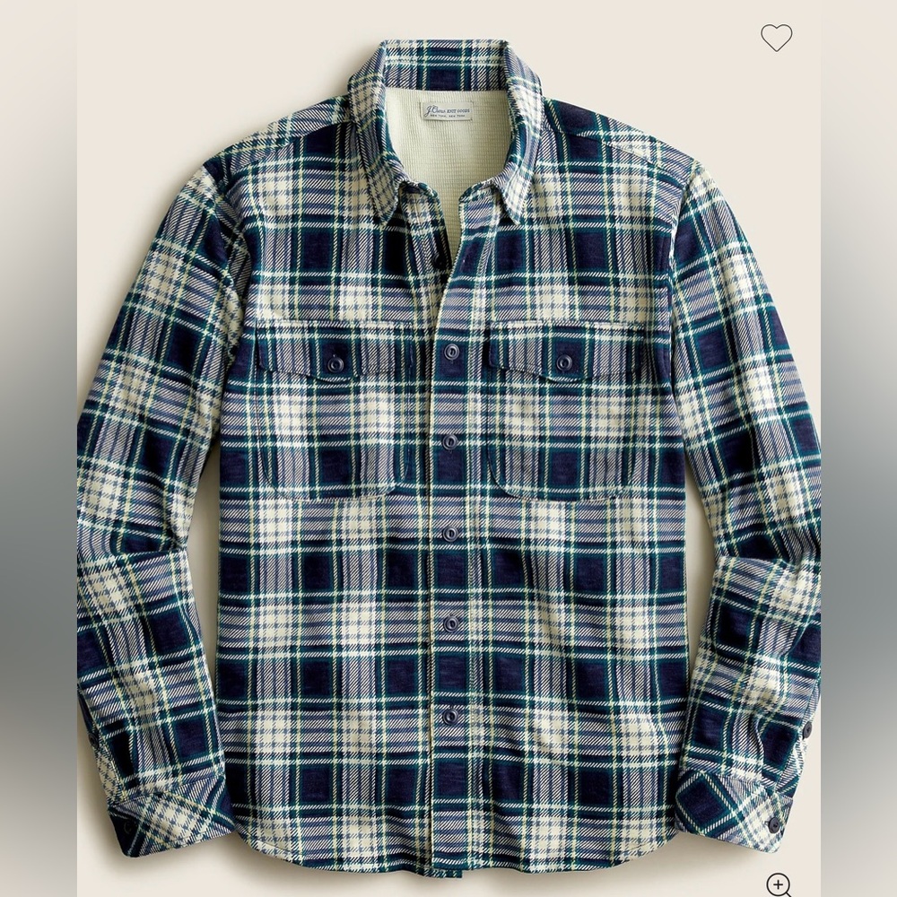 J.‎ Crew Men’s Waffle-lined garment-dyed Harbor shirt in plaid sz M VGC